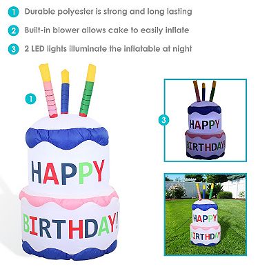 Sunnydaze Birthday Cake Inflatable Decoration