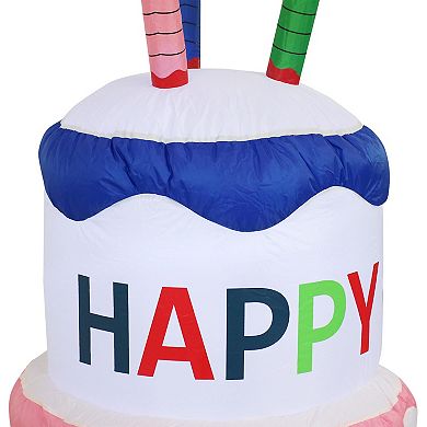 Sunnydaze Birthday Cake LED Inflatable Yard Decoration - 4 ft