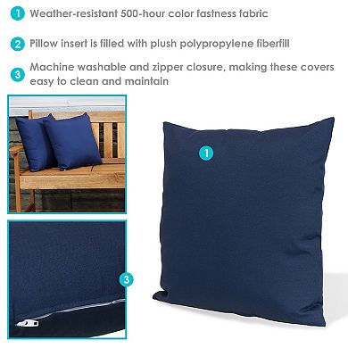 Sunnydaze 2 Outdoor Decorative Throw Pillows - 17 x 17-Inch - Navy