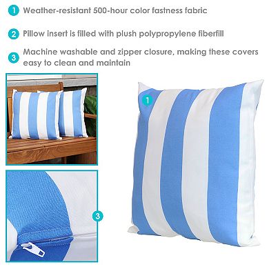 Sunnydaze 2 Outdoor Decorative Throw Pillows - 17 x 17-Inch - Chevron Bliss