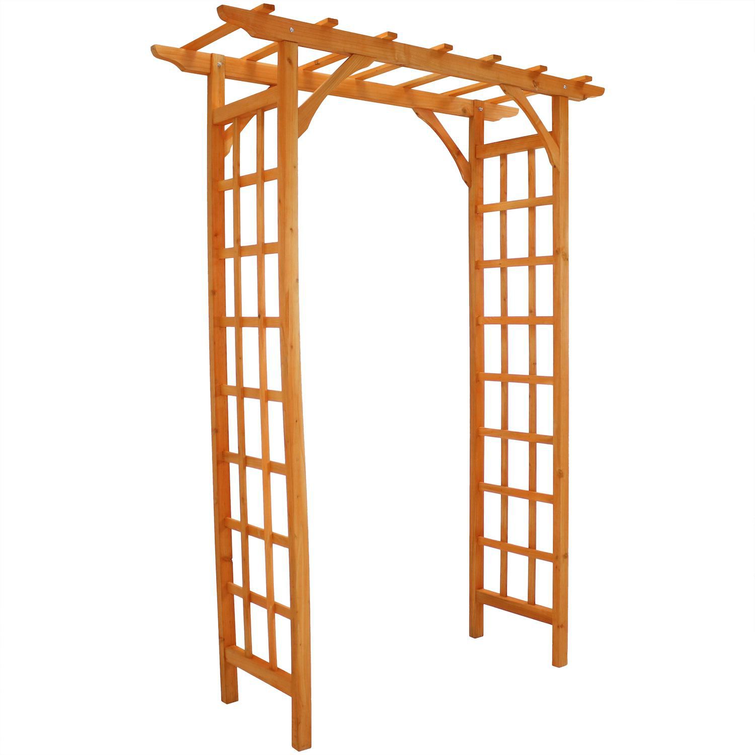 Sunnydaze Wooden Fir Arbor Weatherproof Arched Garden Walkway - 78 In