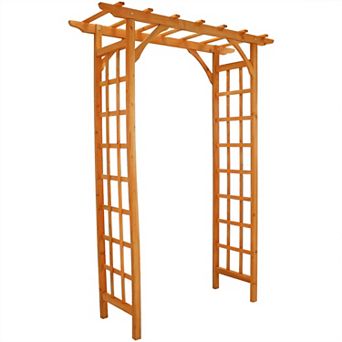 Sunnydaze Wooden Fir Arbor Weatherproof Arched Garden Walkway - 78 in