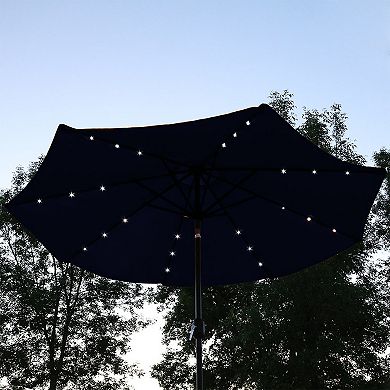 Sunnydaze 9 ft Solar Aluminum Patio Umbrella with Tilt and Crank - Navy