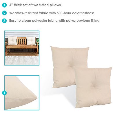 Sunnydaze Outdoor Square Tufted Back Cushion - 19 in