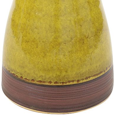 Sunnydaze Duo-Tone Outdoor Glazed Ceramic Bird Bath - 21 in - Cognac Yellow