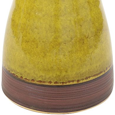 Sunnydaze Duo-Tone Glazed Ceramic Bird Bath - 20.5 in - Cognac Yellow