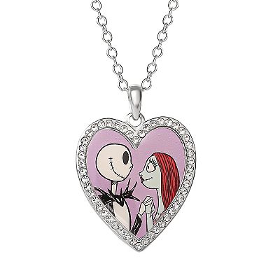 Disney's Nightmare Before Christmas Kids' Jack & Sally Crystal Heart Pendant Necklace