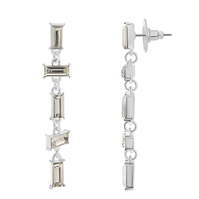 LC Lauren Conrad Crystal Baguette Linear Drop Earrings, Womens, Silver
