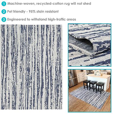 Sunnydaze Recycled Cotton Flat Weave Indoor Area Rug for Living Room