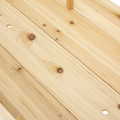 Sunnydaze Wooden Fir Outdoor Standing Garden Planter - 27.5 in - Natural