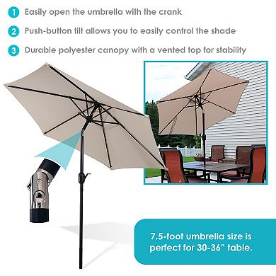 Sunnydaze 7.5 ft Aluminum Patio Umbrella with Tilt and Crank - Beige