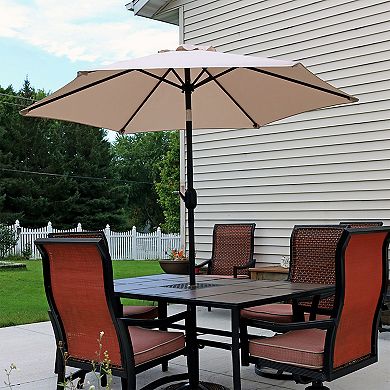 Sunnydaze 7.5 ft Aluminum Patio Umbrella with Tilt and Crank - Beige