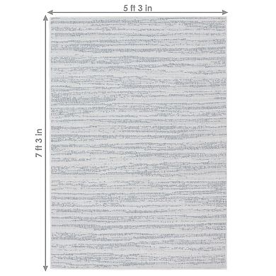 Sunnydaze Artistic Storms Outdoor Area Rug - Iced Silver - 5 Ft X 7 Ft