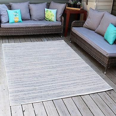 Sunnydaze Artistic Storms Outdoor Area Rug - Iced Silver - 5 Ft X 7 Ft