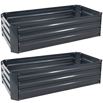 Sunnydaze Galvanized Steel Rectangle Raised Garden Bed - 48 in