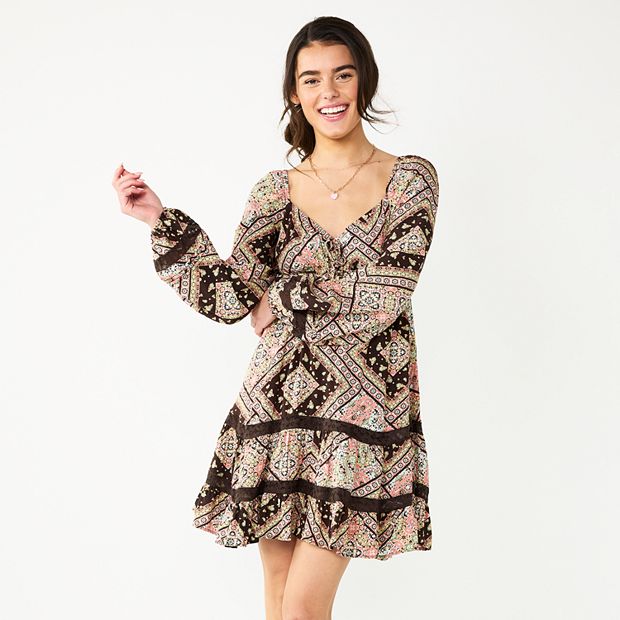 Juniors' SO Lace Inset Tiered Skater Dress