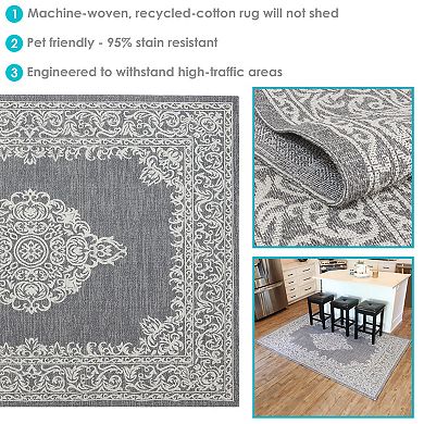 Sunnydaze Recycled Cotton Flat Weave Indoor Area Rug for Living Room