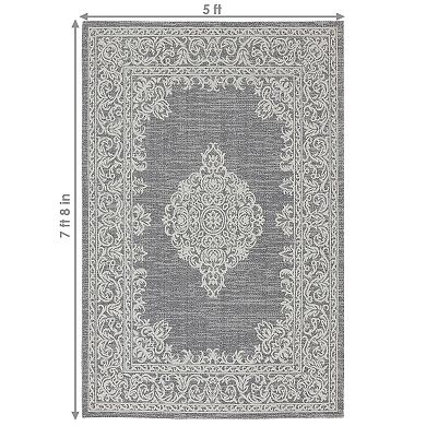 Sunnydaze Recycled Cotton Flat Weave Indoor Area Rug for Living Room