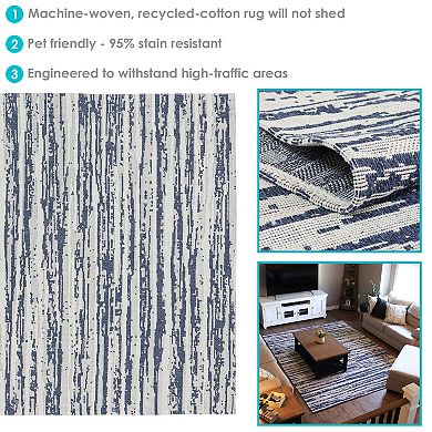 Sunnydaze Recycled Cotton Flat Weave Indoor Area Rug for Living Room
