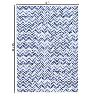 Sunnydaze Chevron Dreams Outdoor Area Rug - Blue/Gray - 8 ft x 10 ft
