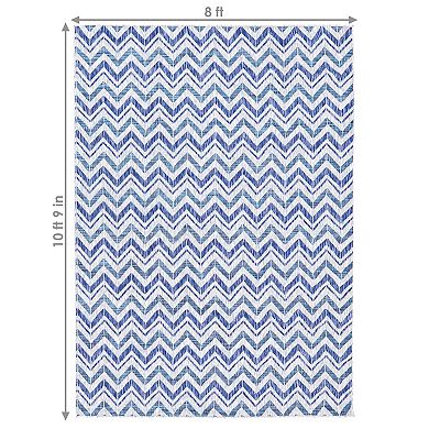 Sunnydaze Chevron Dreams Outdoor Area Rug - Blue/Gray - 8 ft x 10 ft