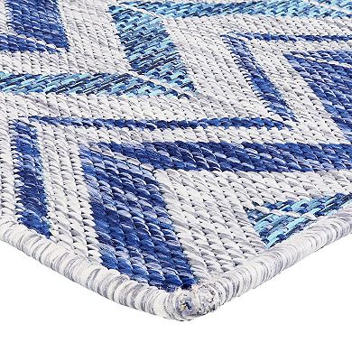 Sunnydaze Chevron Dreams Outdoor Area Rug - Blue/Gray - 8 ft x 10 ft