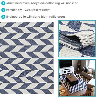 Sunnydaze Recycled Cotton Flat Weave Indoor Area Rug for Living Room