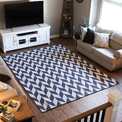 Sunnydaze Recycled Cotton Flat Weave Indoor Area Rug for Living Room