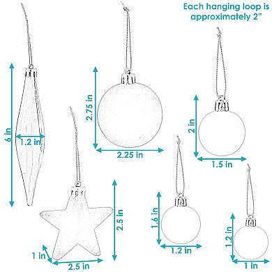 Sunnydaze Deck the Halls 59-Piece Ornament Set - Assorted - Silver