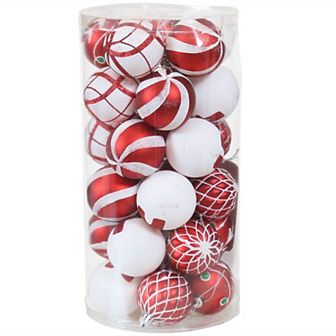 Sunnydaze Holiday Glitter 30 pc Christmas Ornament Set