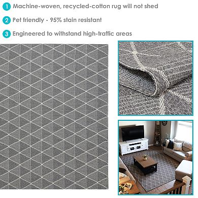 Sunnydaze Recycled Cotton Flat Weave Indoor Area Rug for Living Room