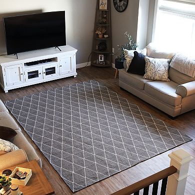 Sunnydaze Recycled Cotton Flat Weave Indoor Area Rug for Living Room