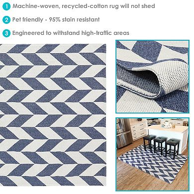 Sunnydaze Recycled Cotton Flat Weave Indoor Area Rug for Living Room