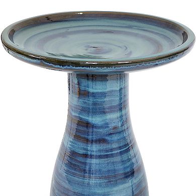 Sunnydaze Elegant Outdoor Ceramic Bird Bath - UV/Frost Resistant - Galaxy Blue