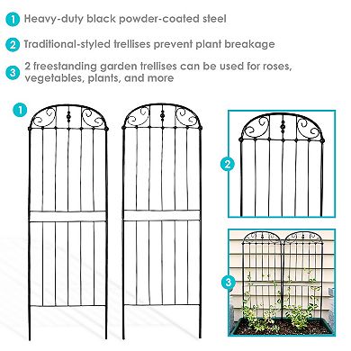 Sunnydaze 32 in Steel Wire Traditional Garden Plant Trellis - Set of 2