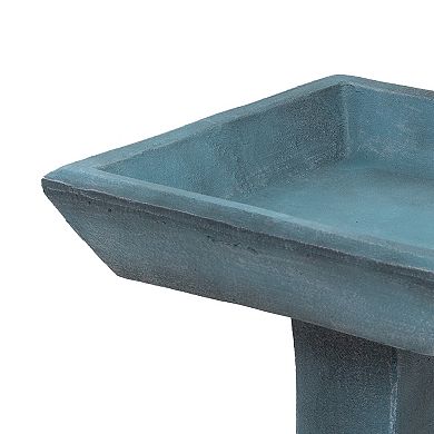Sunnydaze Modern Glass Fiber Reinforced Concrete Bird Bath - 23 in