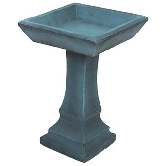 Sunnydaze Modern Glass Fiber Reinforced Concrete Bird Bath - 23 in