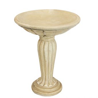 Sunnydaze Grecian Glass Fiber Reinforced Concrete Bird Bath - 20.25 in