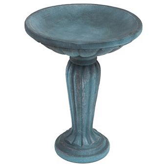 Sunnydaze Grecian Glass Fiber Reinforced Concrete Bird Bath - 20.25 in