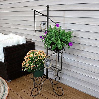 Sunnydaze 4-Tier Spiral Staircase Metal Plant Stand - Set of 2