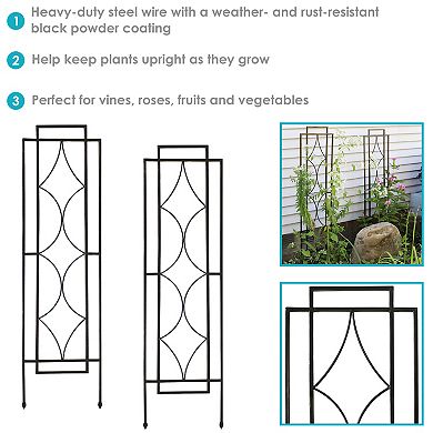 Sunnydaze Steel Chic Diamonds Garden Trellis - Set of 2