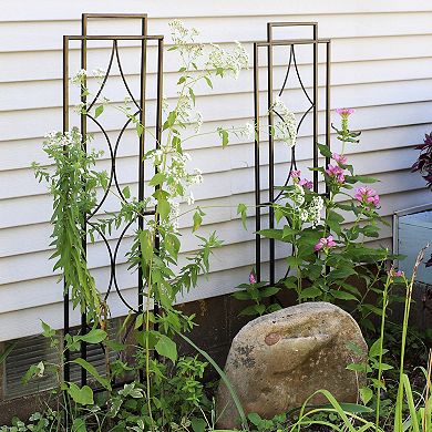Sunnydaze Steel Chic Diamonds Garden Trellis - Set of 2
