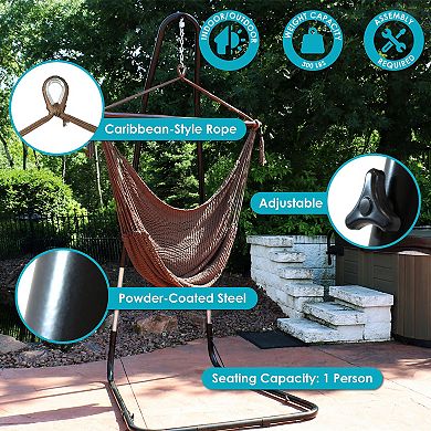 Sunnydaze Extra Large Hammock Chair with Adjustable Steel Stand