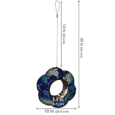 Sunnydaze Mirrored Glass Flower Mosaic Fly-Through Hanging Bird Feeder