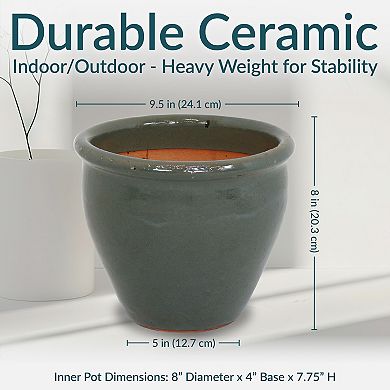 Sunnydaze Chalet Ceramic Indoor/Outdoor Planter - Gray - 9-Inch - Set of 2