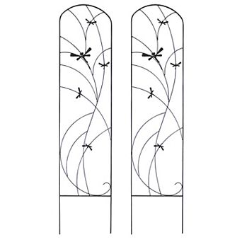 Sunnydaze 55 in Steel Dragonfly Delight Garden Plant Trellis - Set of 2