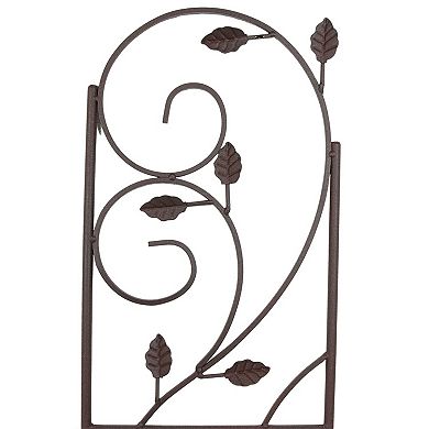 Sunnydaze 32 in Brown Steel Wire Swirl Leaf Garden Plant Trellis - Set of 2