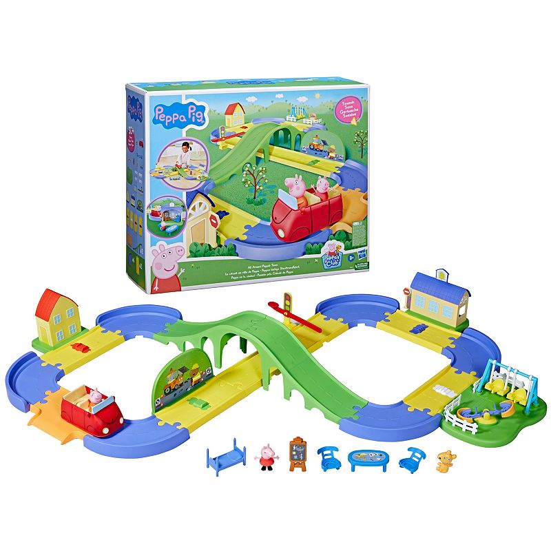Peppa Pig All Around Peppa's Town Set with Adjustable Track, Car