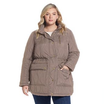 Plus Size Weathercast Hooded Quilted Anorak Jacket