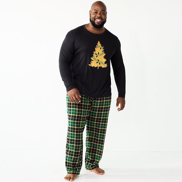 Big Tall Jammies For Your Families Pine Needles Snow Pajama Set